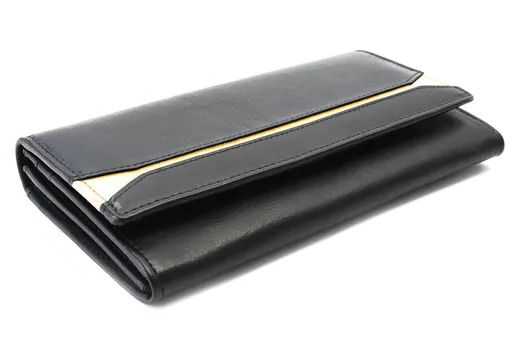 Čiernozlatá dámska kožená peňaženka s poklopom 511-2407-60/01