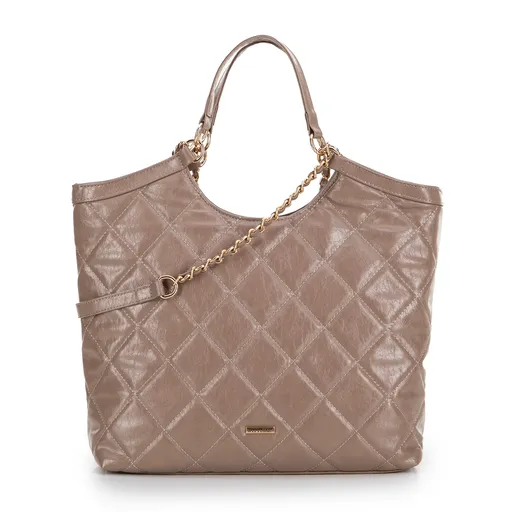 Dámska shopper kabelka z ekokože s geometrickým prešívaním béžová 99-4Y-624-9