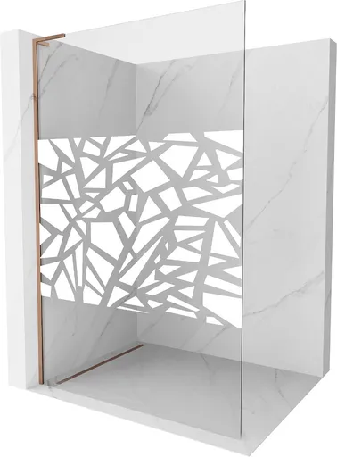 MEXEN/S - Kioto L Sprchová zástena WALK-IN 120 x 200, biely vzor, ružové zlato 800-120-103-60-85