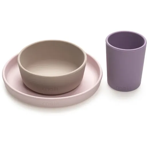 Melii Feeding Set jedálenská súprava Pink, Purple, Grey 3 ks