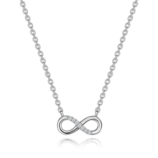 Strieborný 925 náhrdelník - symbol nekonečna, línia čírych zirkónov