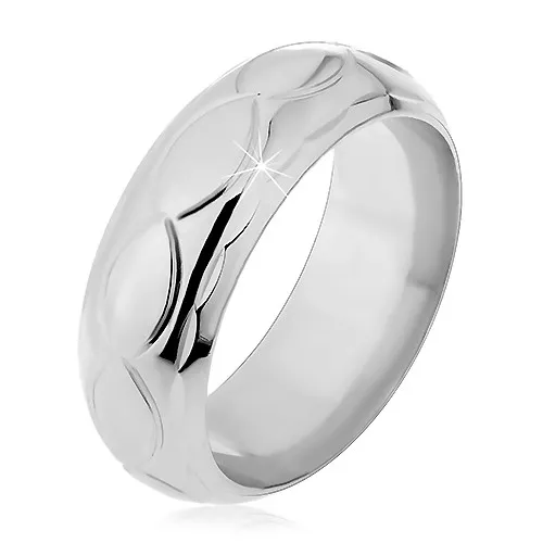 Strieborná obrúčka 925 - gravírované lístočky a očká - Veľkosť: 49 mm