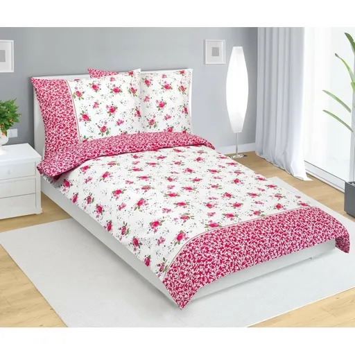 Bellatex Bavlnené obliečky Ružička ružová, 140 x 200 cm, 70 x 90 cm