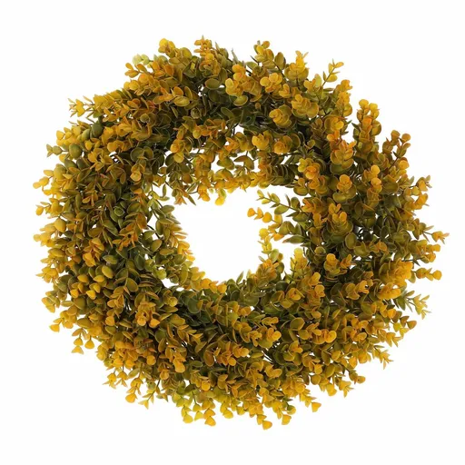 Jesenný veniec umelý Eucalyptus, pr. 40 cm, oranžovo-zelená