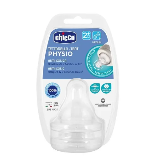 Chicco cumlík na fľašu Perfect 5/Well Being fyziologický stredný prietok 2 ks V001517,CHICCO Cumlík na fľašu Perfect Easy/Perfect 5/Well-Being fyziolo