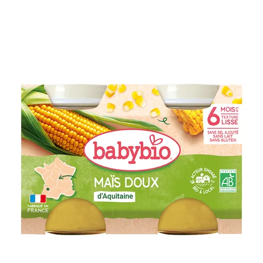 BABYBIO zeleninový príkrm sladká kukurica 2x130 g