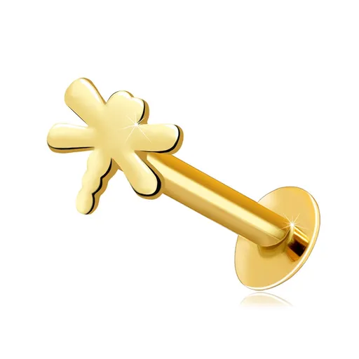 Piercing do pery a brady z 9K žltého zlata - motív vážky