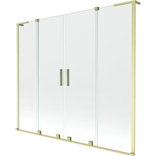 MEXEN/S - Velar L Duo dvojkrídlová posuvná vaňová zástena 180 x 150, transparent, zlatá kartáčovaná 896-180-003-02-55