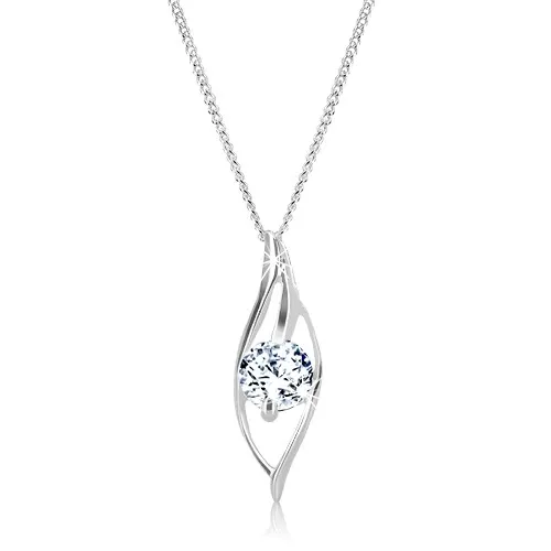 Lesklý náhrdelník - zvlnená silueta oka so zirkónom, striebro 925