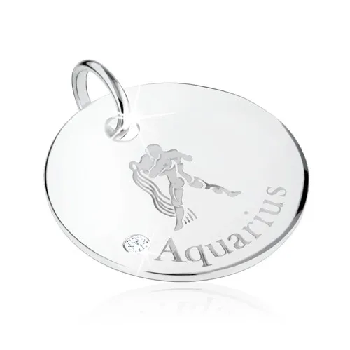 Strieborný 925 prívesok - znamenie zverokruhu VODNÁR, číry zirkón