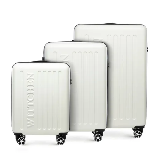 Sada kufrov ABS s reliéfnym logom biela 56-3A-50S-89