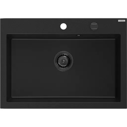 MEXEN/S MEXEN/S - Elix granitový drez 1-miska 700 x 500 mm, čierna, sifón čierna 6526701005-77-B
