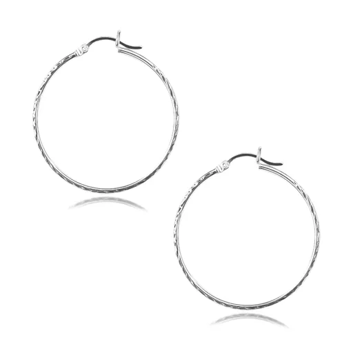 Okrúhle náušnice z 925 striebra - vygravírovaný motív zrniek, 35 mm