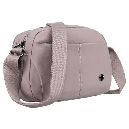 Dwukomorowa torebka damska we wrzosowym kolorze zawieszona na regulowanym pasku - Peterson