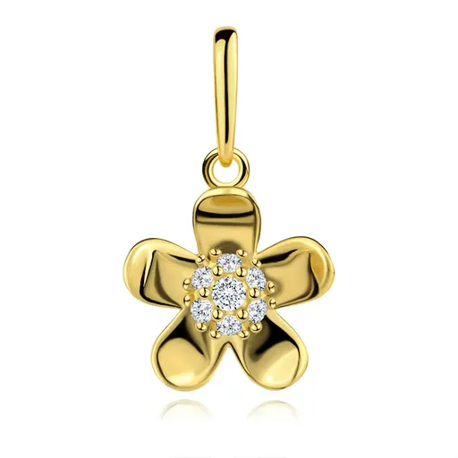 Zlatý prívesok 9K v tvare kvetu so zirkónovým stredom