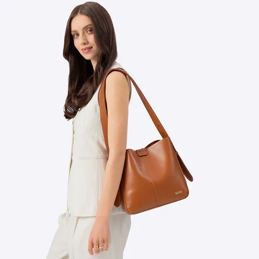 Dámska koženková kabelka hnedá 100-4Y-212-5