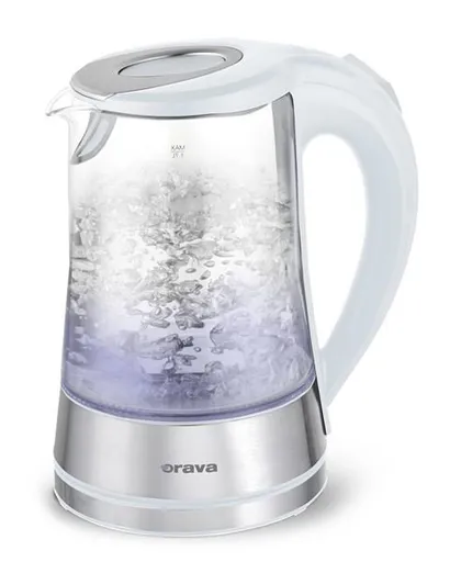 Orava VK-4017 W rýchlovarná kanvica, 2200 W, 1.7 l, sklenená, LED podsvietenie, automatické vypnutie, biela