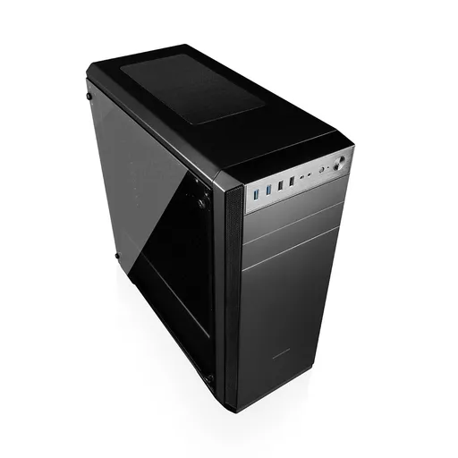 Modecom PC skriňa OBERON PRE GLASS BLACK MIDI, 2x USB 3.0, 2x USB 2.0, audio HD, čierna, sklenený bočný panel, bez zdroja