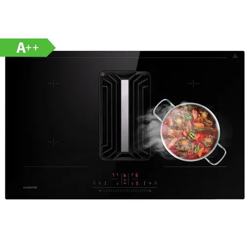 Klarstein AirJet 83, Down Air System, indukčný sporák + DownAir-digestor, 754 m³/h, A