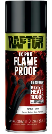 RAPTOR 1K FLAMEPROOF - Žiaruvzdorná farba v spreji satin clear, 0,295 kg