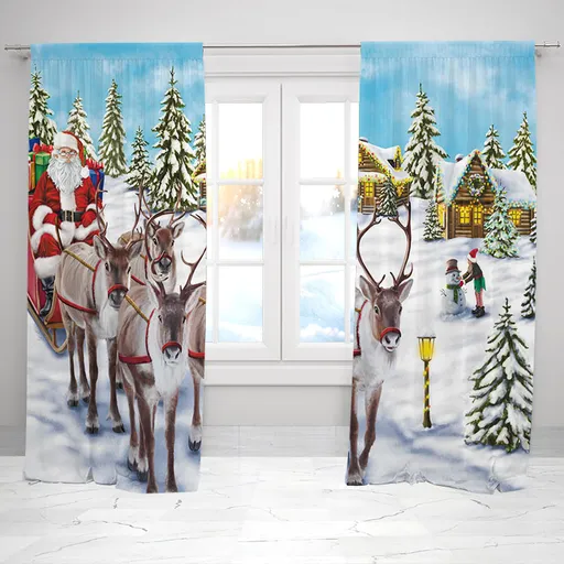 Závesy Santa a soby (Rozmer: 140x250, Materiál: Blackout)