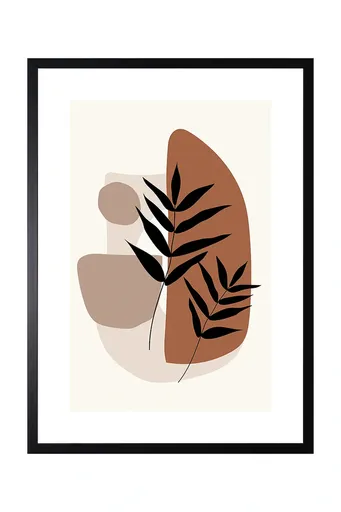 Nástenná dekorácia v ráme home & lifestyle LEAFS ON ORGANIC SHAPES 50 x 70 cm