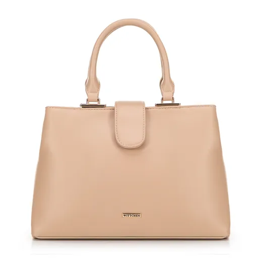 Dámska aktovka z imitácie kože s dvoma priehradkami, béžová 100-4Y-202-9