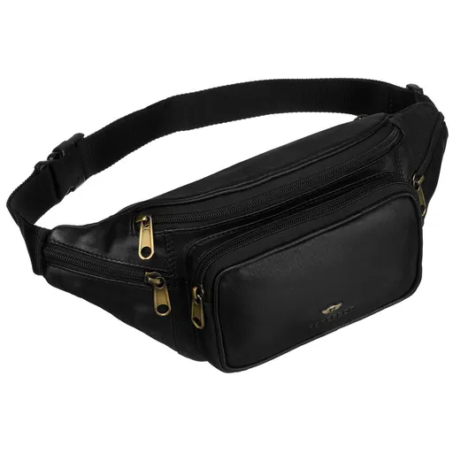 Priestranná pánska kapsička v čiernej farbe z prírodnej kože