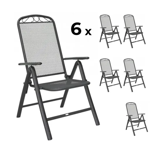 Elvisia Záhradné kovové stoličky BRIA | polohovacie 6 kusov