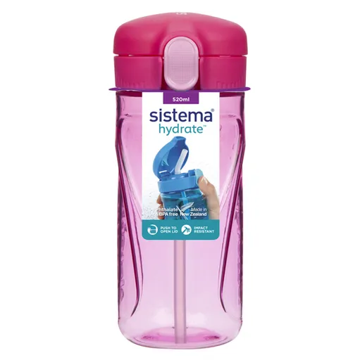 SISTEMA Fľaša Quick Flip Top so slamkou ružová 520 ml