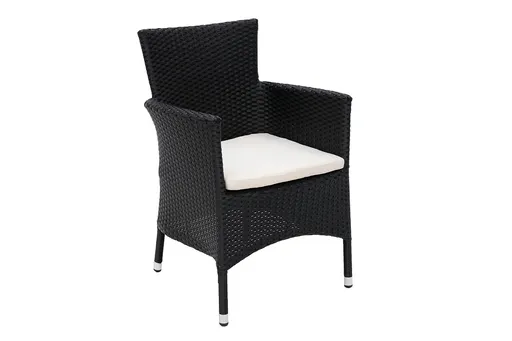 DEOKORK Ratanové kreslo stohovateľné MODENA s poduškou (čierna)