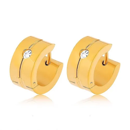 Náušnice z chirurgickej ocele zlatej farby, zvislý zárez, číry zirkónik
