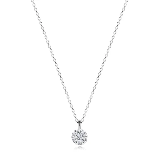 Náhrdelník z bieleho zlata 585 - kvietok so siedmimi čírymi briliantmi