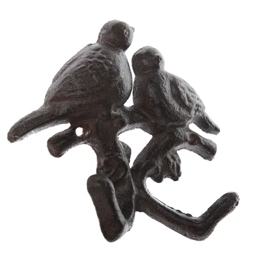 Liatinový vešiak Vtáčiky na vetvičke čierna, 12 x 13 cm