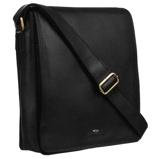 Veľká pánska taška z pravej kože čiernej farby s chlopňou - Peterson skl.