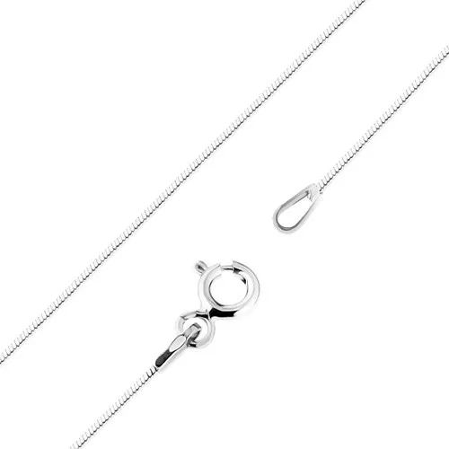 Ródiovaná zlatá retiazka 585, hladký hadí vzor, 500 mm