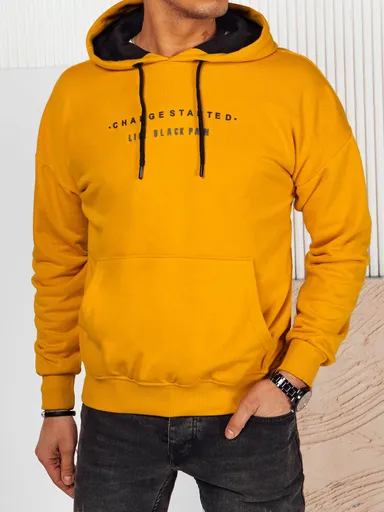 Pánska mikina s potlačou, žltá Dstreet BX5716