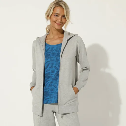 Bunda na zips s kapucňou z česaného moltonu