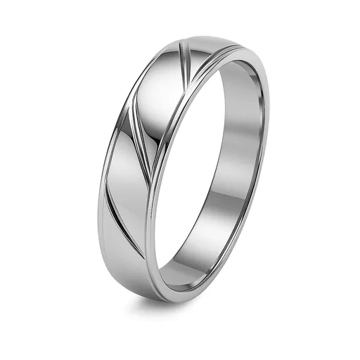 Strieborný prsteň 925 obrúčka s diagonálnymi ryhami - Veľkosť: 62 mm