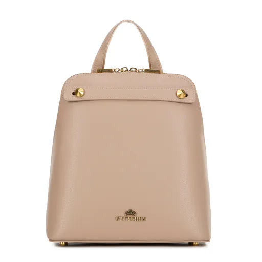 Dámsky trapezový batoh z kože béžový 100-4E-600-9