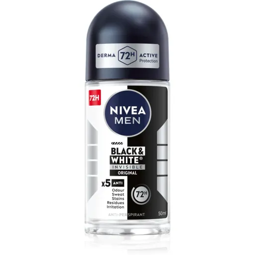 NIVEA MEN Invisible Black & White antiperspirant roll-on pre mužov 50 ml