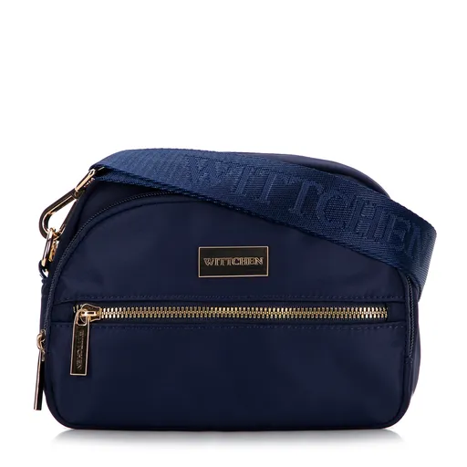 Damska torebka dwukomorowa z nylonu granatowa 29-4P-203-90