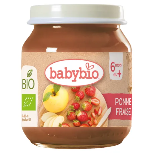 BABYBIO Bio jablko a jahody 6m + 130 g