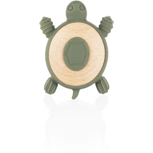 Zopa Silicone Wooden Teether Turtle hryzadielko 0 m+ Forest Green 1 ks