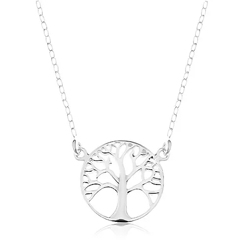 Strieborný 925 náhrdelník, retiazka a prívesok - lesklý strom života v kruhu