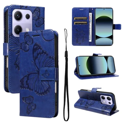 ART BUTTERFLY Peňaženkový obal pre Xiaomi Redmi Note 14S modrý