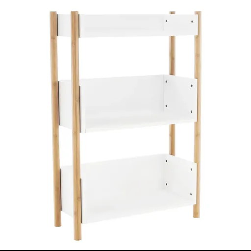 KONDELA Baltika Typ 2 policový regál bambus / biela, 3 poschodia