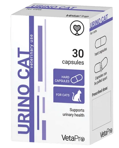 VetaPro UrinoCat výživový doplnok pre mačky s infekciami dolných močových ciest 30cps