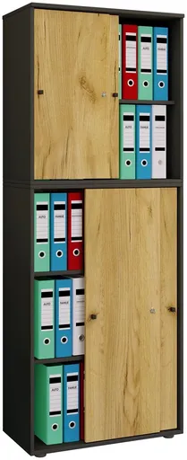 VCM Kancelářská skříň Lona XXL s posuvnými dveřmi, antracitová