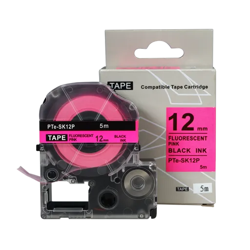 Brother TZe-SK12P, 12mm x 5m, černý tisk / fluorescenční růžový podklad, kompatibilní páska